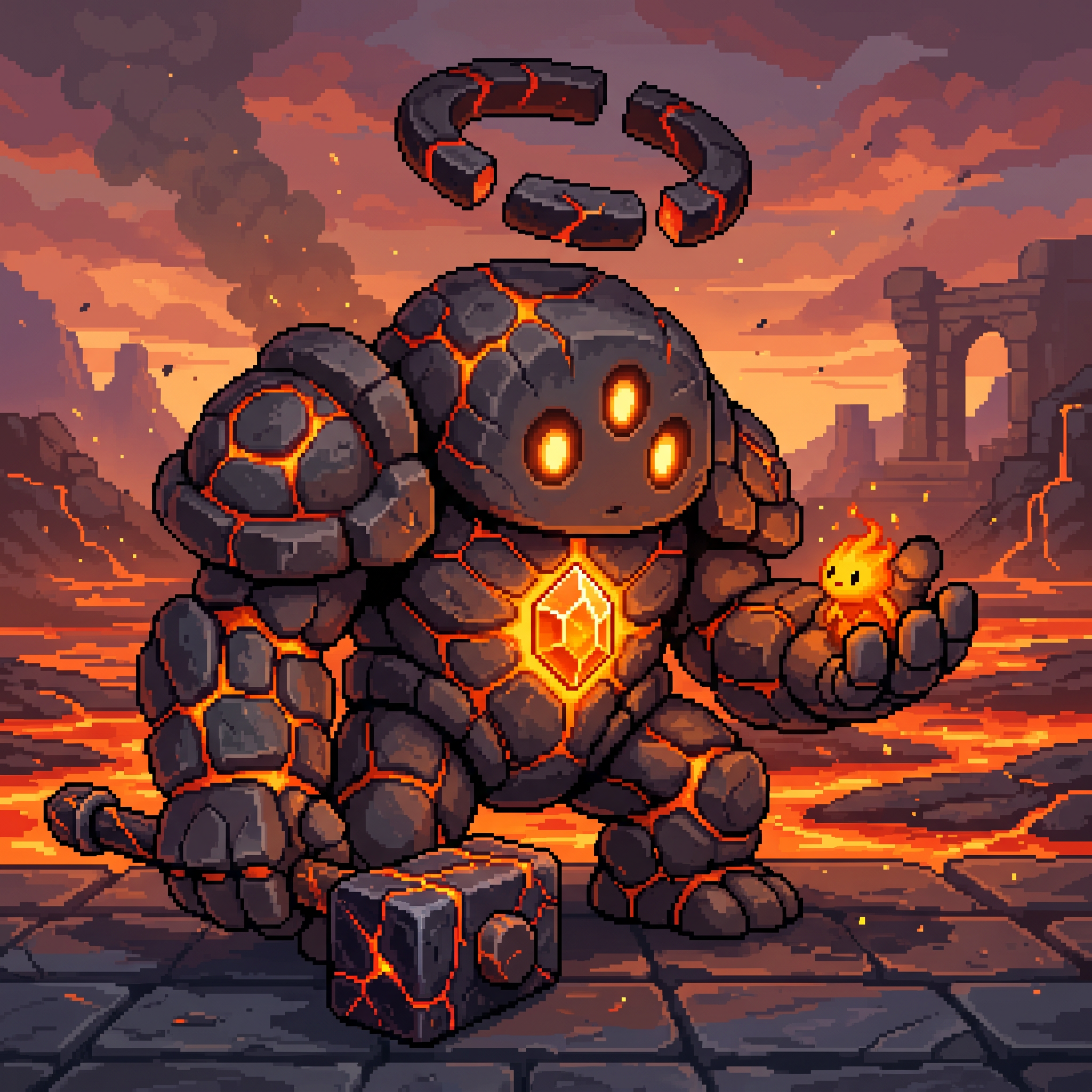 Ember in lava fields